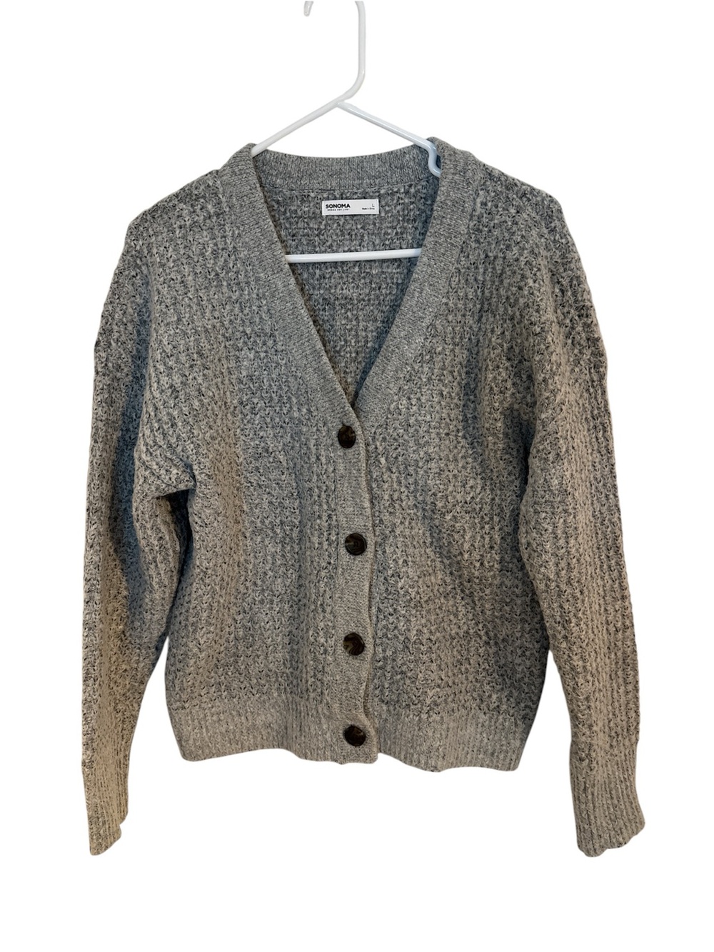Sonoma Gray Knit Button-Up Cardigan